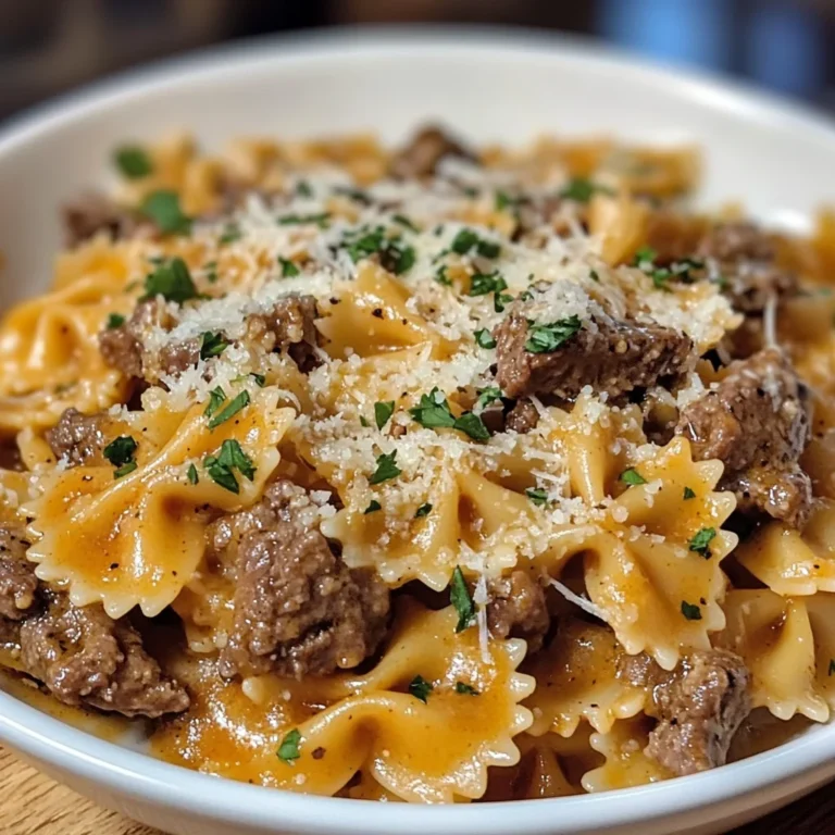 Cajun Garlic Butter Beef And Cheesy Bowtie Pasta