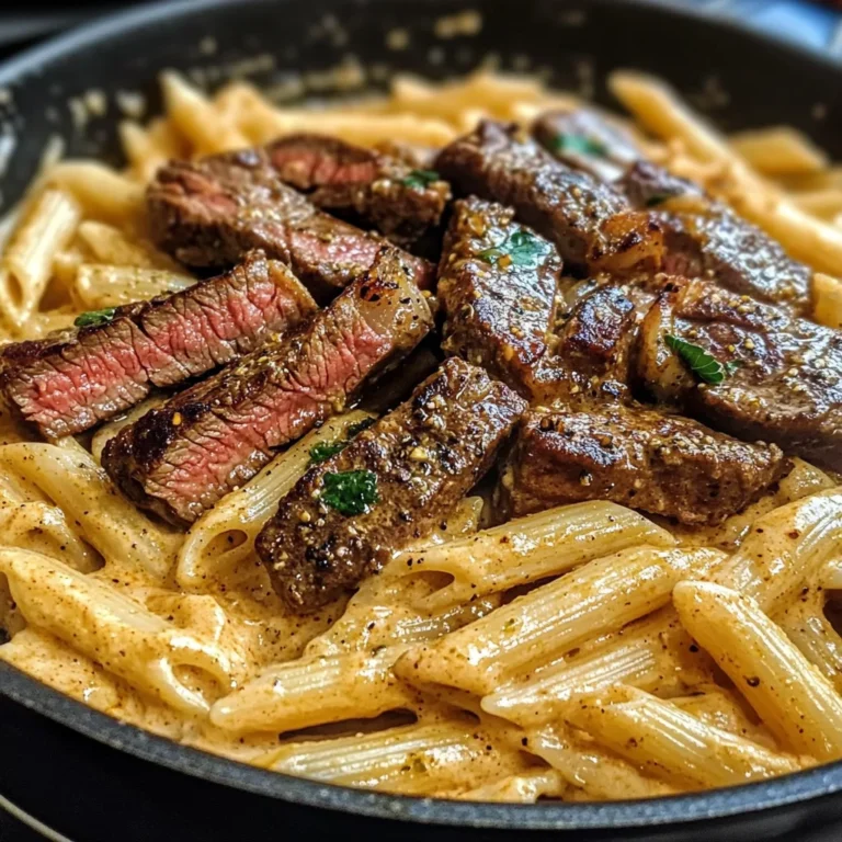 Creamy Cajun Steak & Cheddar Penne Skillet