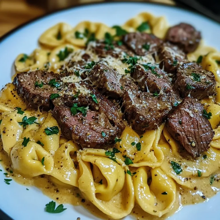 Creamy Velveeta Steak Tortellini With Garlic Sauce