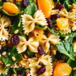 Mandarin Pasta Spinach Salad with Teriyaki Dressing
