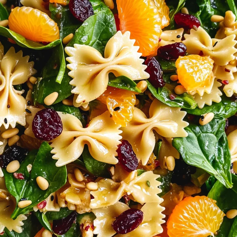 Mandarin Pasta Spinach Salad with Teriyaki Dressing