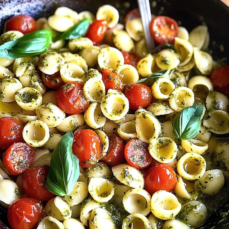 Orecchiette with Cherry Tomatoes, Mozzarella & Basil Pesto