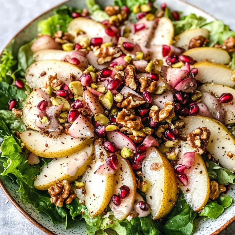 Pear Salad with Creamy Pomegranate Dressing