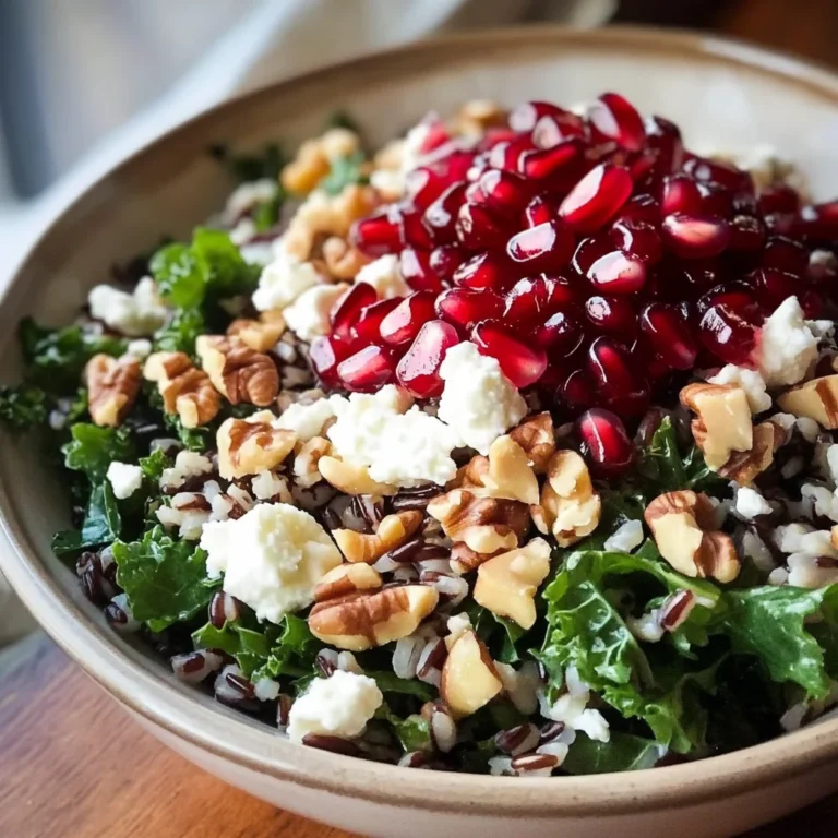 Pomegranate, Kale, and Wild Rice Salad with Walnuts and Feta