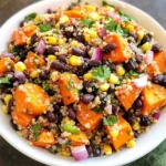 Roasted Sweet Potato Black Bean Quinoa Salad recipe
