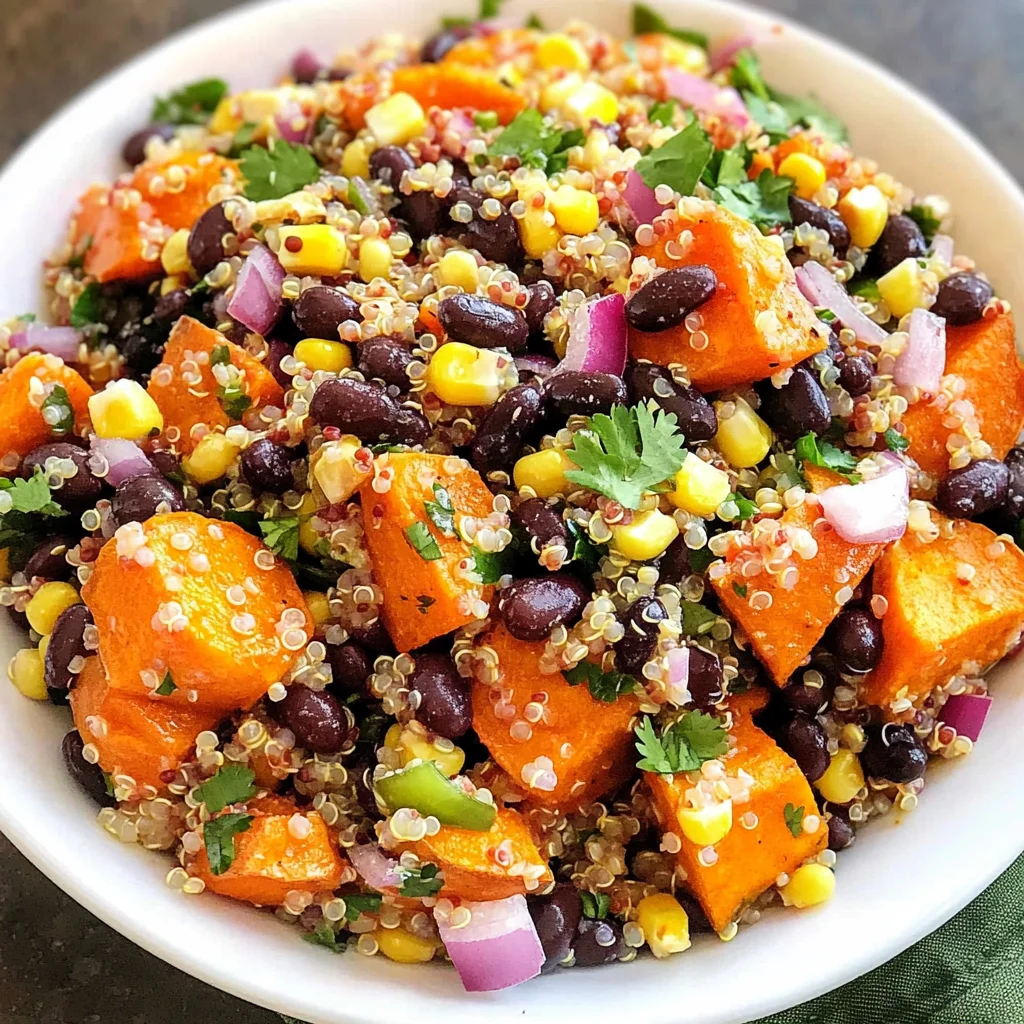 Roasted Sweet Potato Black Bean Quinoa Salad recipe