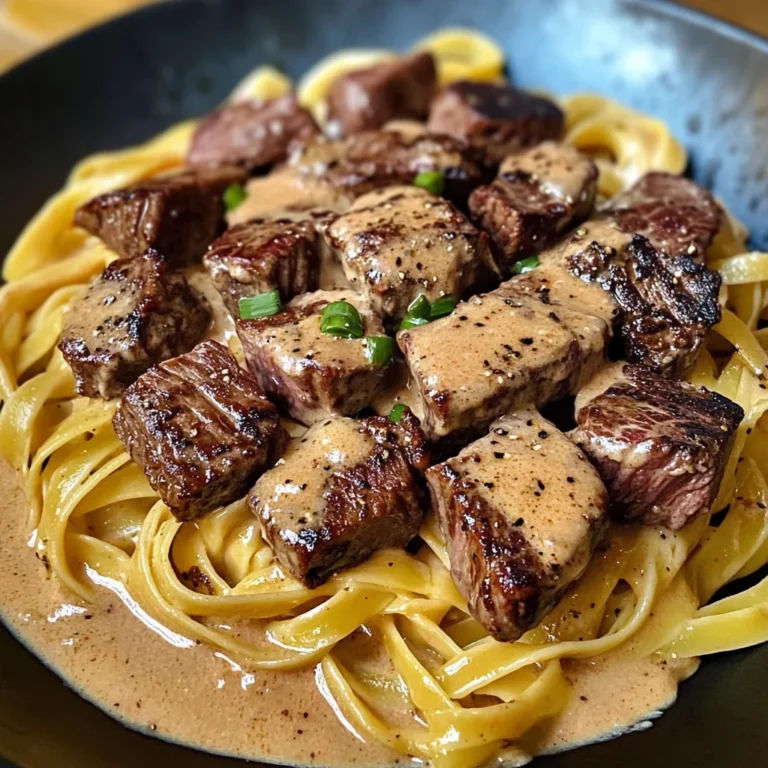 Smoky Cajun Steak Tips Over Velvety Fettuccine