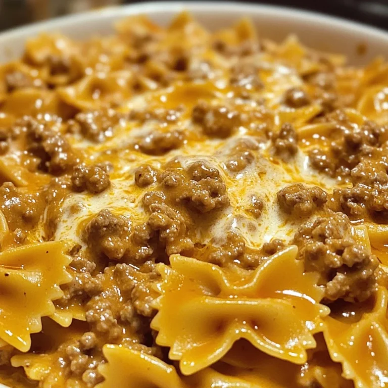 Velveeta Beef Pasta Served With Bowtie Noodles