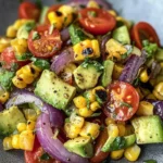 Charred Corn Avocado Salad with Roasted Red Onions