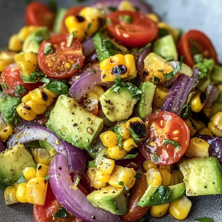 Charred Corn Avocado Salad with Roasted Red Onions