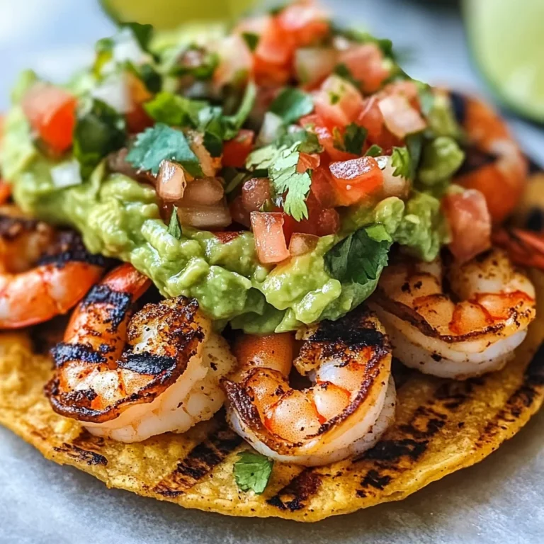 Grilled Shrimp Tostadas with Guacamole & Pico de Gallo