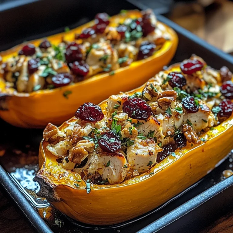 Sweet and Savory Honey Roasted Butternut Squash Stuffed with Chicken