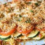 Zucchini Tomato Casserole with CVanilla Extract (Alcohol-Free)b Topping