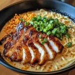 Fiery Chicken Ramen with Creamy Garlic Sauce