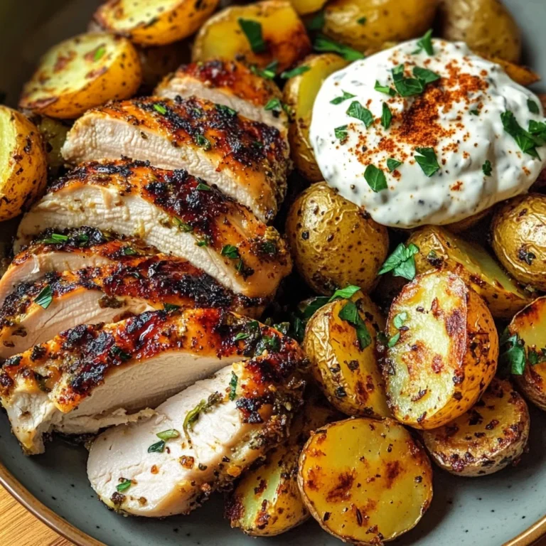 Herb-Marinated Chicken with Roasted Potatoes & Creamy Dip