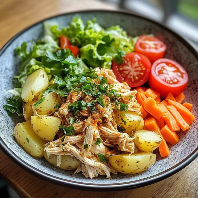 Herbed Potatoes with Shredded Chicken & Fresh Salad